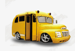 黄色大巴车卡通汽车高清图片