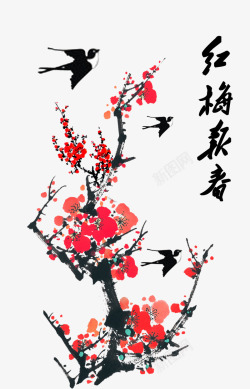喜雀中国风梅花喜鹊高清图片