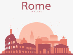 粉红色罗马城市缩影矢量图素材