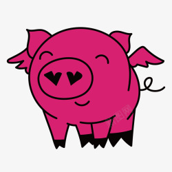 粉色小猪可爱卡通矢量图素材