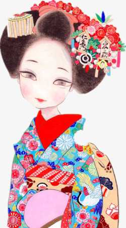 穿日本和服的日本姑娘素材