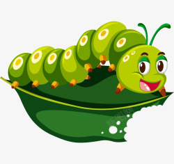 吃害虫手绘卡通绿色菜虫高清图片