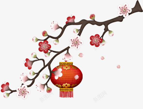 花梅花红色淘宝psd免抠素材_88icon https://88icon.com 花梅花红色淘宝素材