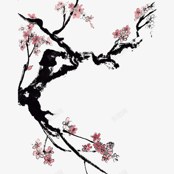 中国风水墨花朵png免抠素材_88icon https://88icon.com 中国风 桃花 梅花 水墨画 水彩梅花