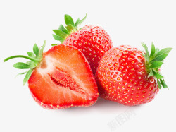 切开的草莓切开的草莓绿叶高清图片