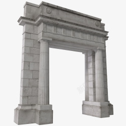 灰色大理石棕色拱形门素材