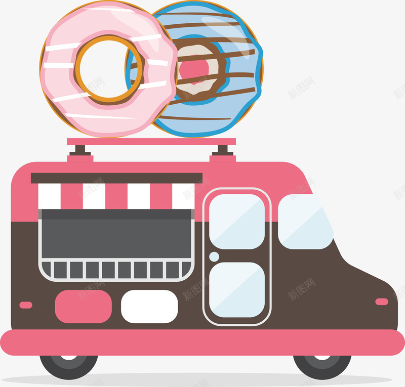 甜甜圈餐车矢量图ai免抠素材_88icon https://88icon.com 便利餐车 甜甜圈 甜甜圈餐车 矢量png 粉红色 餐车 矢量图