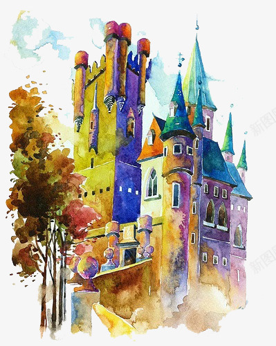 彩色城堡建筑png免抠素材_88icon https://88icon.com 城堡 建筑 楼房 欧洲房子