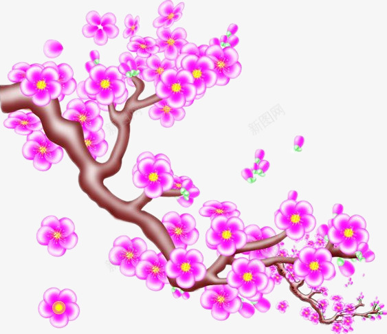 粉色的梅花树png免抠素材_88icon https://88icon.com PNG素材 手绘 树枝 梅花