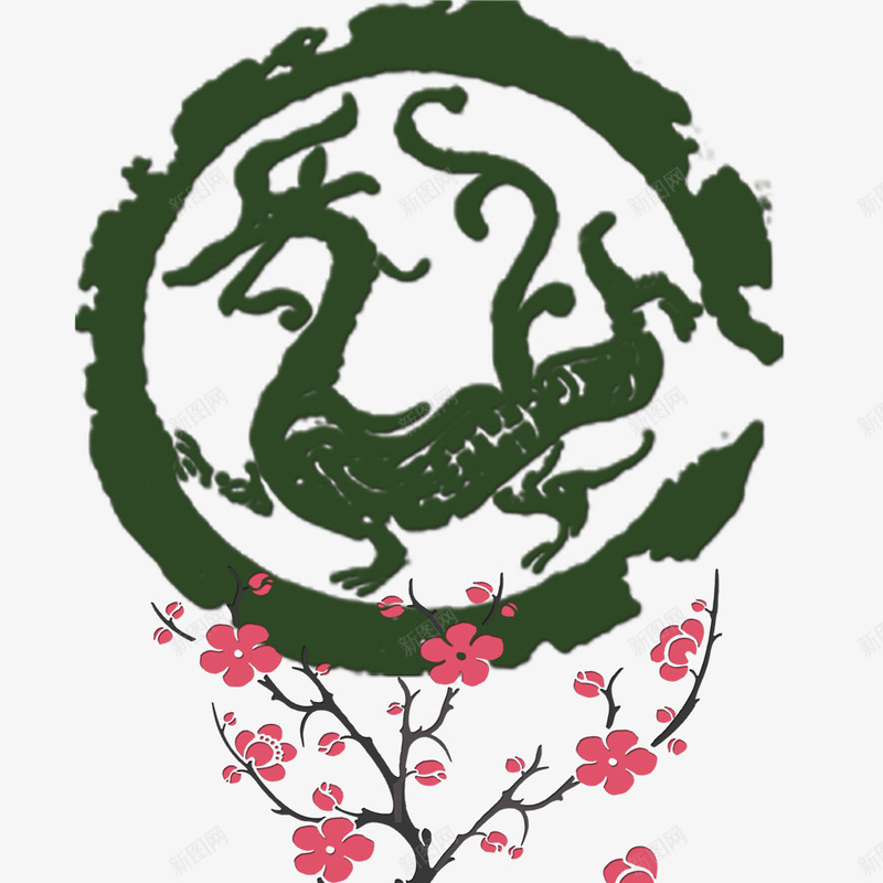 中国龙图腾psd免抠素材_88icon https://88icon.com 中国龙 图案 图腾 梅花 龙形图腾 龙素材
