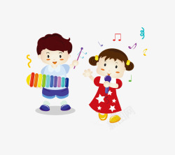 世界儿歌日可爱插图唱歌的孩子素材