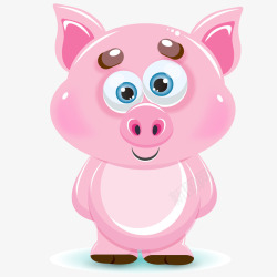 粉红色的小猪动物矢量图素材