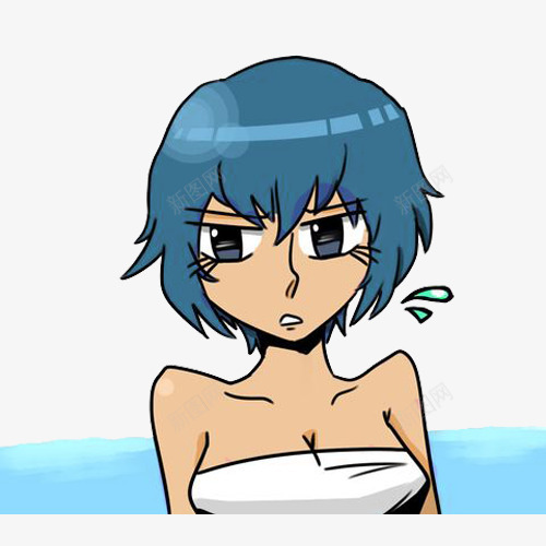 蓝发女泡日本温泉png免抠素材_88icon https://88icon.com 头发 女生 日本温泉 泡澡 蓝发