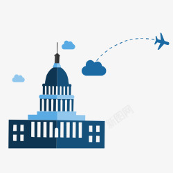 ppt蓝色欧洲建筑素材