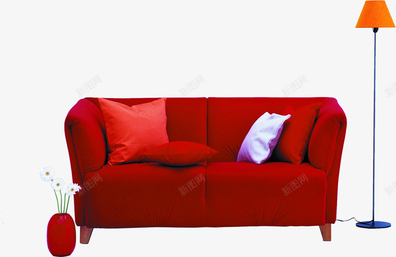 红色软包沙发家具png免抠素材_88icon https://88icon.com 家具 沙发 红色