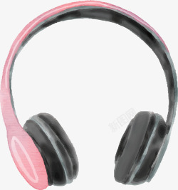 粉红色手绘风耳麦矢量图素材