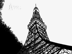 日本东京塔剪影素材