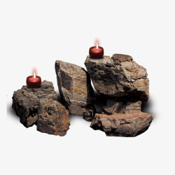 岩石上的红蜡烛素材