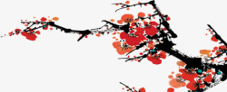 中国画红色梅花团队素材