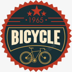 欧洲旧式自行车主题圆形花边邮票素材