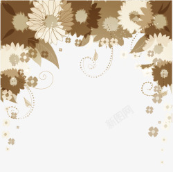 手绘抽象菊花花边背景素材