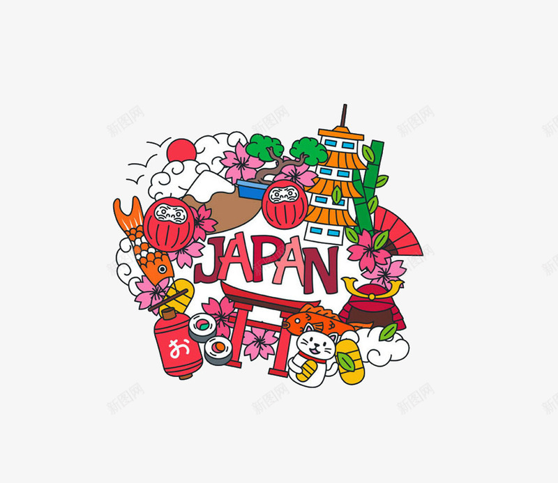 卡通日本插画png免抠素材_88icon https://88icon.com 卡通 建筑 彩色 插画 日本