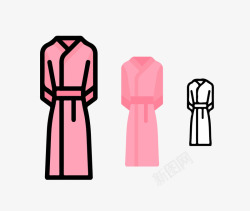 长款浴衣粉红色浴袍矢量图高清图片