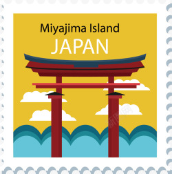 日本宫岛邮票矢量图素材