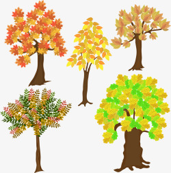 5个手绘秋季树木素材