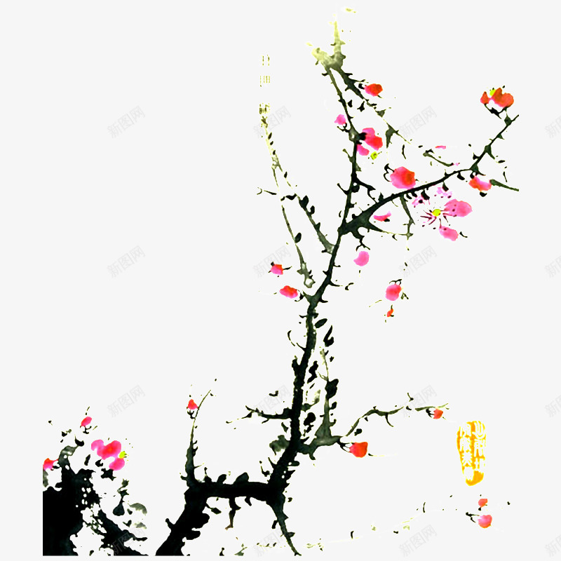 水墨梅花古风手绘海报背景png免抠素材_88icon https://88icon.com 古风 手绘 梅花 水墨 海报 背景