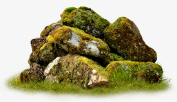 草地上的石头素材