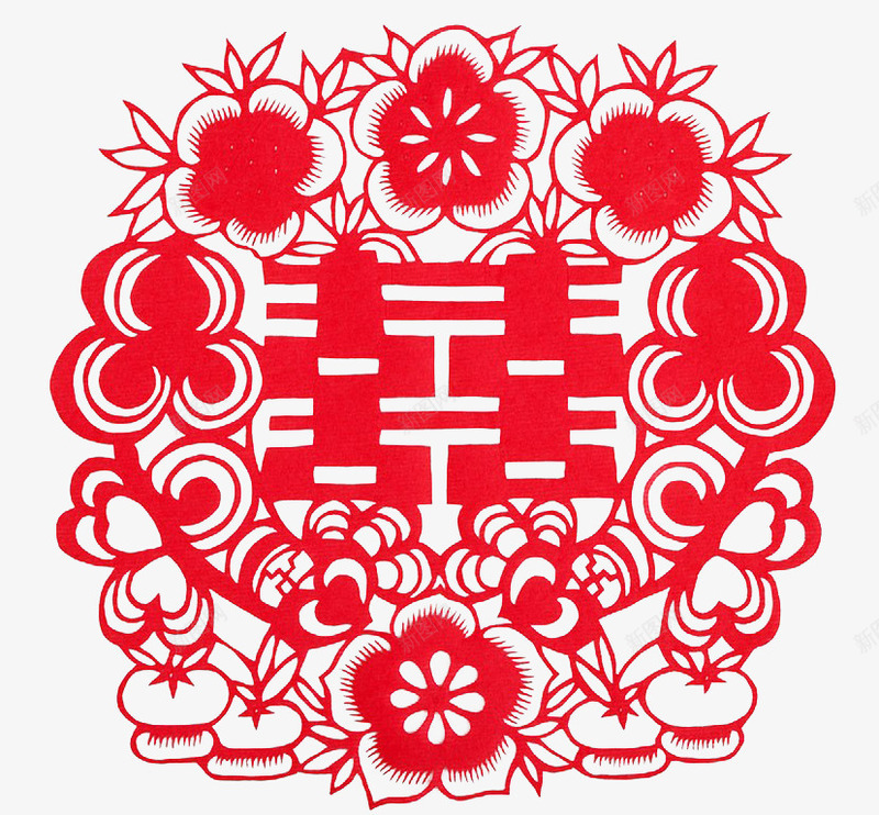 梅花喜字剪纸png免抠素材_88icon https://88icon.com 剪纸 喜字 喜字剪纸 梅花 窗花