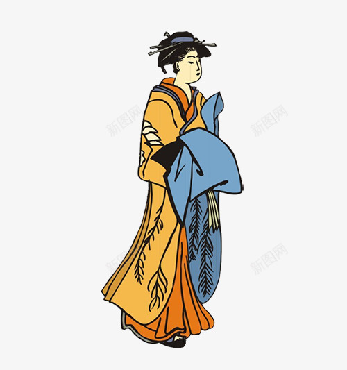 蓝色布料古代日本女子和服png免抠素材_88icon https://88icon.com 卡通画 古代日本女子 和服 插画 日本和服女 蓝色布料