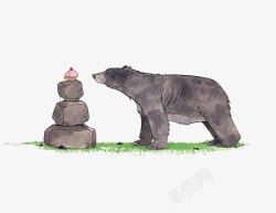 石头和熊矢量图素材
