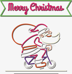 彩色线条骑车的圣诞老人矢量图素材