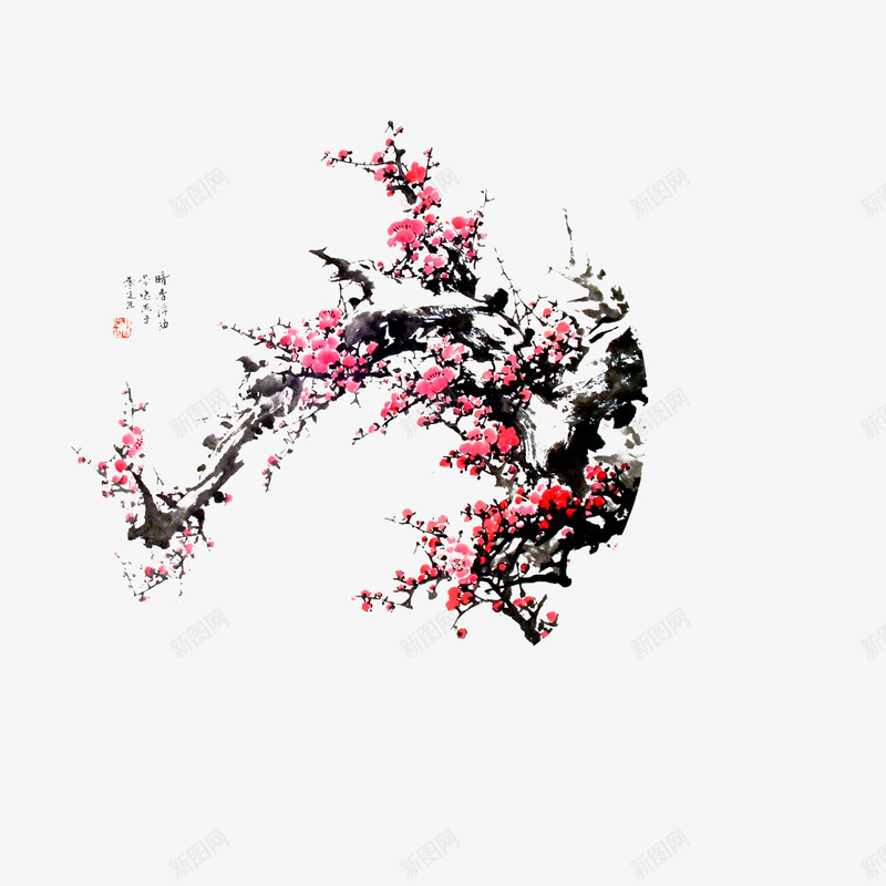 梅花水墨画png免抠素材_88icon https://88icon.com 写意梅花 国画梅花 扇面画 梅花装饰画 水墨梅花 水墨画