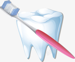 粉红牙刷健康牙齿矢量图素材