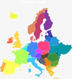 艺术感彩色欧洲地图矢量图素材