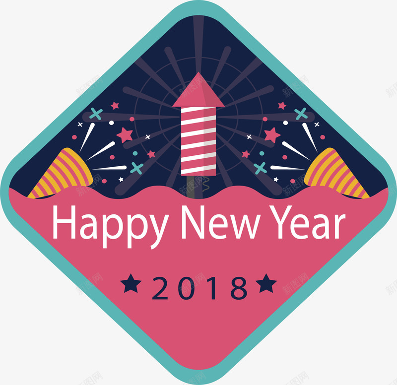 菱形新年烟花标签png免抠素材_88icon https://88icon.com 2018新年 2018标签 happyNewYear 新年标签 矢量png 菱形