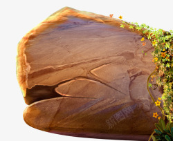 卡通阳光下缠绕花藤的岩石素材