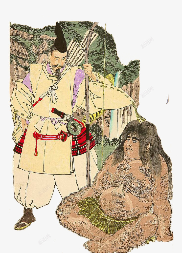 日本插画武士与野人png免抠素材_88icon https://88icon.com 插画 日本 武士 野人