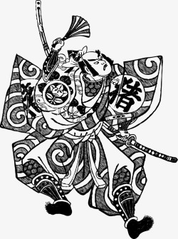 手绘日本武士人物素材