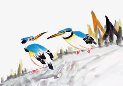 插画设计作品水彩创意美术鸟类插画高清图片