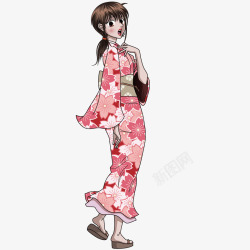 穿和服的日本女孩素材
