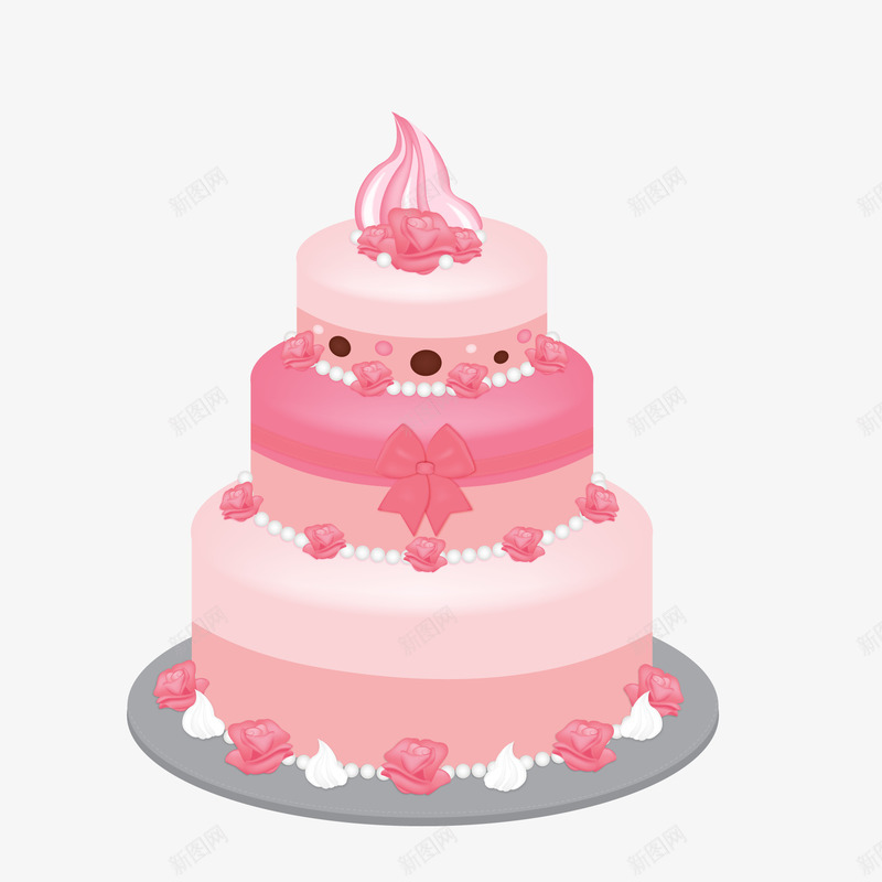 粉色三层蛋糕矢量图ai免抠素材_88icon https://88icon.com 三层 粉红色 美食 蛋糕设计 食物设计 矢量图