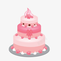 粉色三层蛋糕矢量图素材