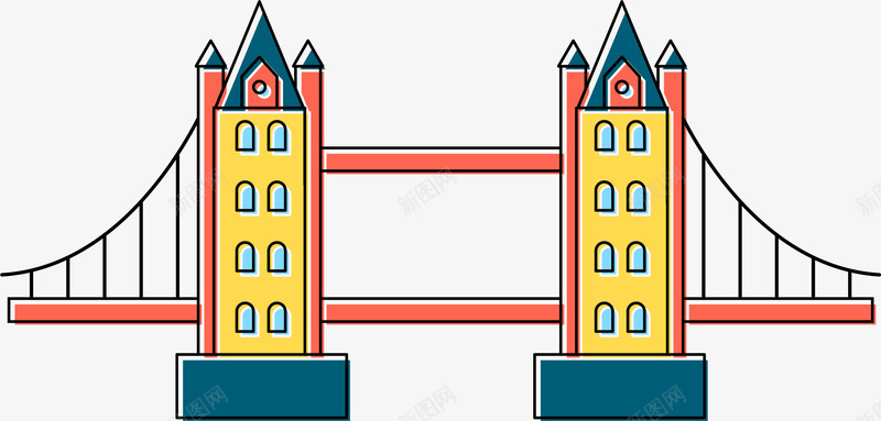 英国彩绘著名吊桥矢量图eps免抠素材_88icon https://88icon.com 吊桥 欧洲 欧洲景点 英国景点 著名吊桥 风景名胜 矢量图