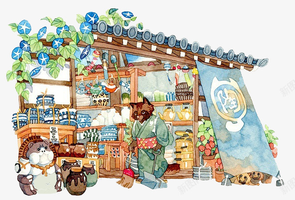 卡通狸猫商店png免抠素材_88icon https://88icon.com 和服 商店 日本风 狸猫