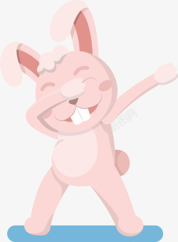 粉红可爱跳舞兔子矢量图素材