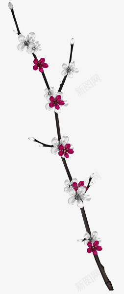 卡通手绘梅花png免抠素材_88icon https://88icon.com 卡通梅花 树枝 梅花 花朵 装饰